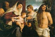 Sebastiano del Piombo La Sainte Famille avec sainte Catherine, saint Sebastien et un donateur oil painting reproduction
